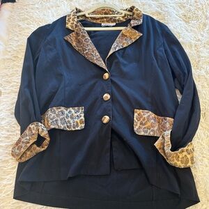 vintage cheetah print fur trim coat.